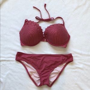 NWOT XL Mauve Bikini with wire cups